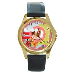 love - Round Gold Metal Watch