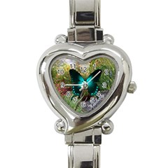 flower garden butterfly watch - Heart Italian Charm Watch