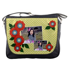 Messenger Bag - Red Flowers