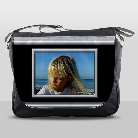 Silver And Black Messenger Bag By Deborah Front