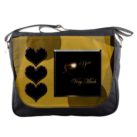 I Heart You Moon Gold Messenger Bag By Ellan Front