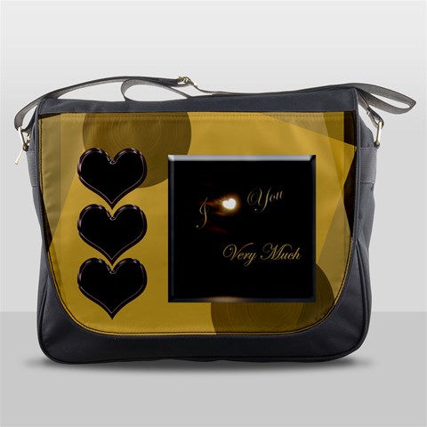 I Heart You Moon Gold Messenger Bag By Ellan Front