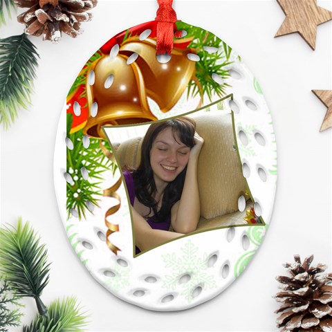 Bell Oval Filigree Ornament By Deborah Front