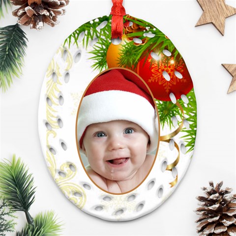 Christmas Oval Filigree Ornament By Deborah Front