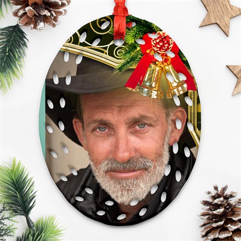 Christmas Bells Filigree Oval Ornament By Deborah Front