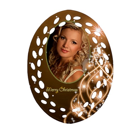 Christmas Filigree Oval Ornament 6 By Deborah Front