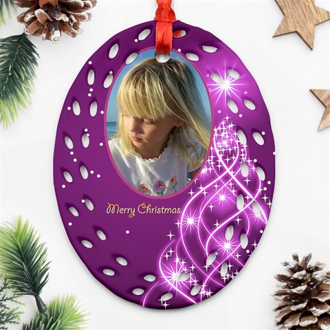 Christmas Filigree Oval Ornament 4 By Deborah Front