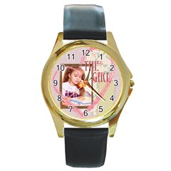 the girl - Round Gold Metal Watch the girl - Round Gold Metal Watch
