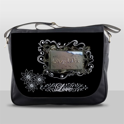 Love Life Black White Messenger Bag By Ellan Front