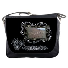 Love Life Black White Messenger Bag