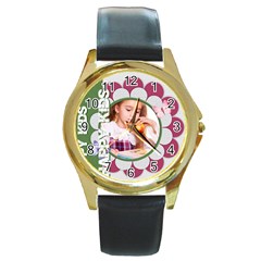 happy kids - Round Gold Metal Watch