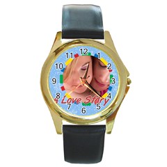 a love story - Round Gold Metal Watch a love story - Round Gold Metal Watch