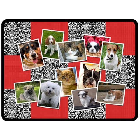 Black & White, Red Damask 80 x60  Blanket Front