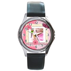 pink kids - Round Metal Watch