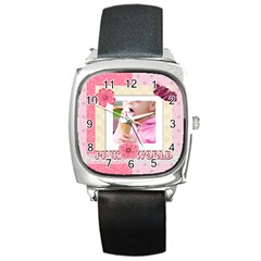 pink kids - Square Metal Watch