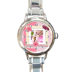 pink world - Round Italian Charm Watch