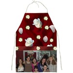red Satin and white rose Full Print Apron