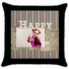 happy day - Throw Pillow Case (Black)