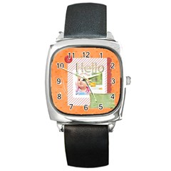 hello - Square Metal Watch