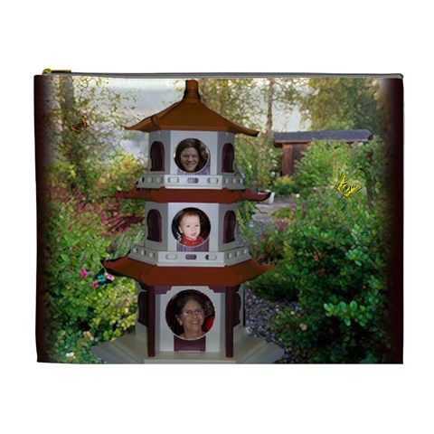 Tower Birdhouse Xl Cosmetic Bag By Kim Blair Front