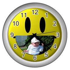 mo smile clock - Wall Clock (Silver)