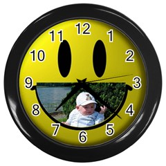 baby smile black clock - Wall Clock (Black)