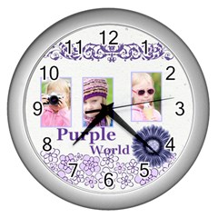 purple world - Wall Clock (Silver)