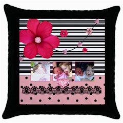 French Quarter - Throw Pillow (Black)  (5 styles) - Throw Pillow Case (Black)