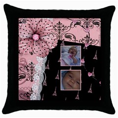 French Quarter - Throw Pillow (Black)  (5 styles) - Throw Pillow Case (Black)