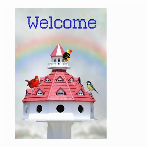 Round Birdhouse Large Garden Flag By Kim Blair Front