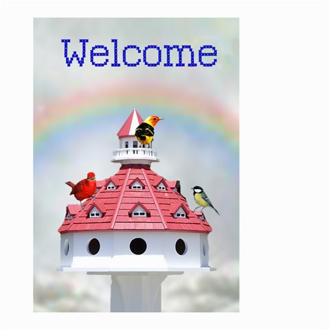 Round Birdhouse Large Garden Flag By Kim Blair Back