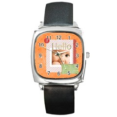 hello - Square Metal Watch