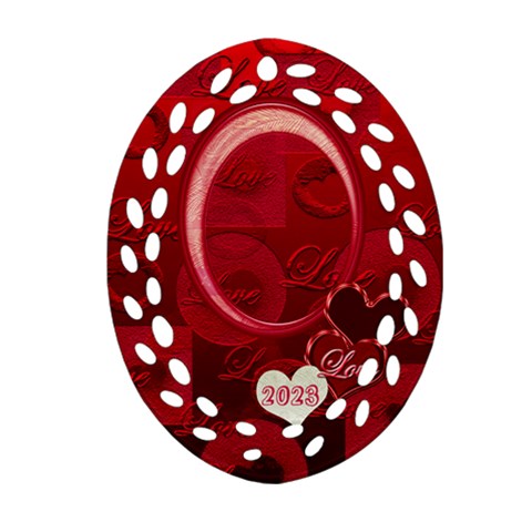 Red Love Oval Filigree Ornament By Ellan Front