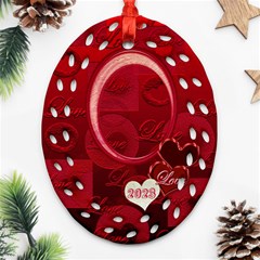 Red Love Oval filigree Ornament - Ornament (Oval Filigree)