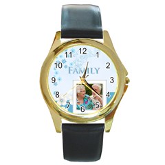 family - Round Gold Metal Watch