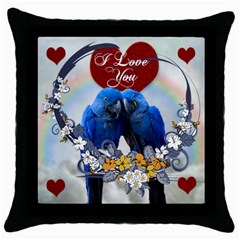 Blue Macaws Pillow - Throw Pillow Case (Black)