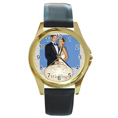 wedding - Round Gold Metal Watch wedding - Round Gold Metal Watch