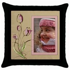 Tulip Throw Pillow in Pink - Throw Pillow Case (Black)