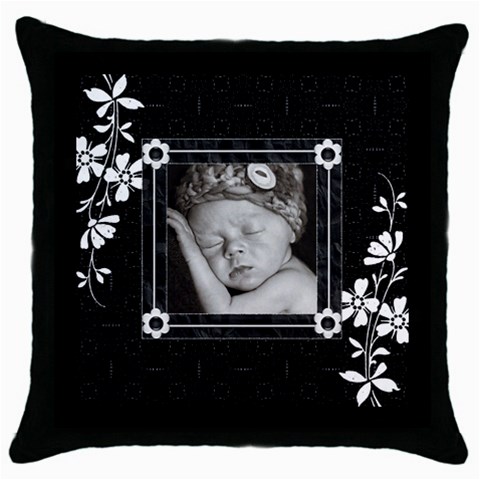 Black And White Throw Pillow Case By Lil Front