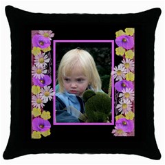 Little Poppy Throw Pillow - Throw Pillow Case (Black)