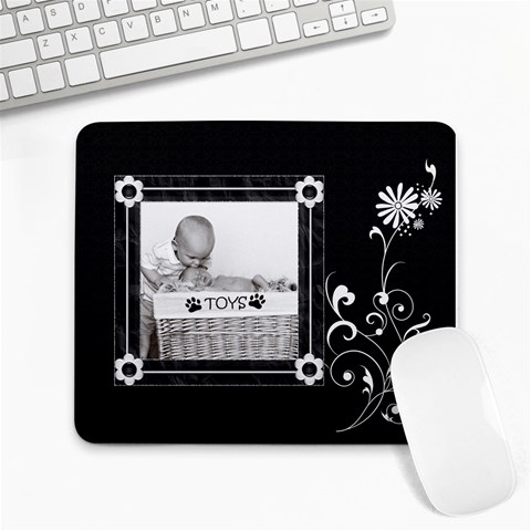 Pretty Black And White Large Mousepad By Lil Front