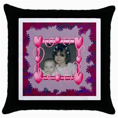 Heart Frame Square Pillow - Throw Pillow Case (Black)