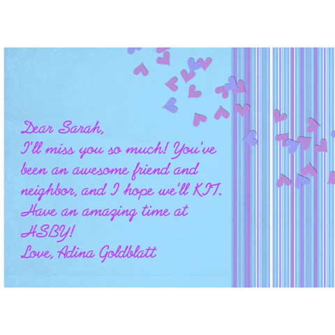 Card 4 Sarah By Adina Goldblatt Back