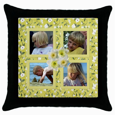 Yellow Floral Throw Pillow By Deborah Front