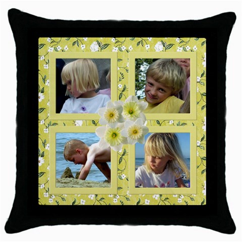 Yellow Floral Throw Pillow By Deborah Front