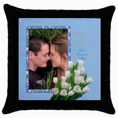 Tulips in blue Throw Pillow - Throw Pillow Case (Black)