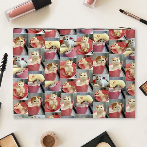 Cute Cat Xlarge Cosmetic Case By Leandra Jordan Back