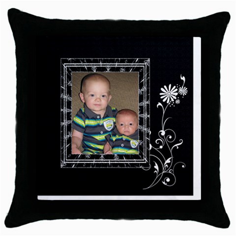 Pretty Black Throw Pillow Case By Lil Front