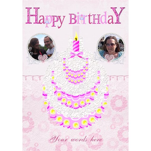 Pink Lace Happy Birthday 3d Cake Card By Claire Mcallen Inside