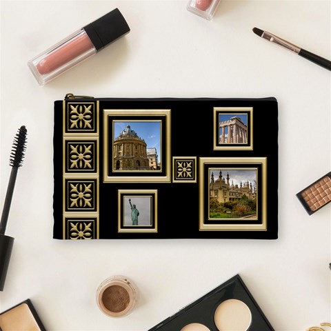 My Black And Gold Cosmetic Bag (medium) By Deborah Front